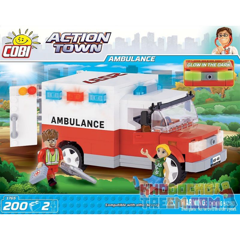 COBI 1765 non Lego XE CỨU THƯƠNG bộ đồ chơi xếp lắp ráp ghép mô hình City AMBULANCE V.2 Thành Phố 200 khối