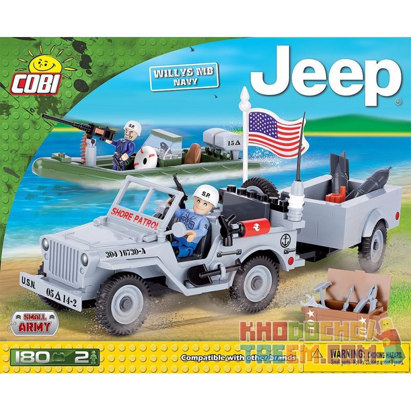 COBI 24193 non Lego HẢI QUÂN JEEP WILLIS bộ đồ chơi xếp lắp ráp ghép mô hình Military Army JEEP WILLYS MB NAVY Quân Sự Bộ Đội 180 khối