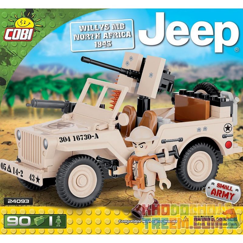 COBI 24093 non Lego WILLIS MB JEEP BẮC PHI 1943 bộ đồ chơi xếp lắp ráp ghép mô hình Military Army JEEP WILLYS MB NORTH AFRICA 1943 Quân Sự Bộ Đội 90 khối