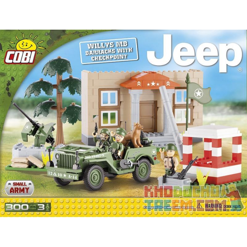 COBI 24302 non Lego WILLIS MB JEEP BARRACK AND CHECKPOINT bộ đồ chơi xếp lắp ráp ghép mô hình Military Army JEEP WILLYS MB BARRACKS WITH CHECKPOINT Quân Sự Bộ Đội 300 khối