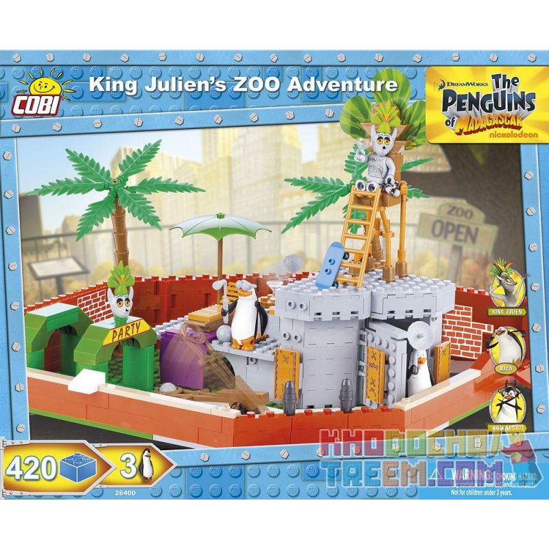 COBI 26400 non Lego PHIÊU LƯU SỞ THÚ CỦA JULIAN KING bộ đồ chơi xếp lắp ráp ghép mô hình Movie & Game KING JULIEN'S ZOO ADVENTURE Phim Và Trò Chơi 420 khối