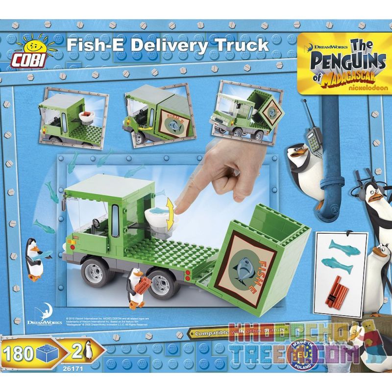 COBI 26171 non  XE TẢI CHỞ HÀNG FISH-E bộ đồ chơi xếp lắp ráp ghép mô hình Movie & Game FISH-E DELIVERY TRUCK Phim Và Trò Chơi 180 khối