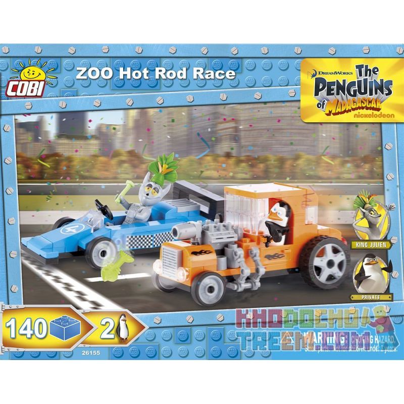 COBI 26155 non Lego CUỘC ĐUA Ô TÔ TỐC ĐỘ SỬA ĐỔI Ở VƯỜN THÚ bộ đồ chơi xếp lắp ráp ghép mô hình Movie & Game ZOO HOT ROD RACE Phim Và Trò Chơi 140 khối