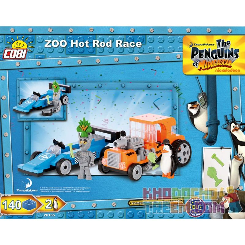 COBI 26155 non  CUỘC ĐUA Ô TÔ TỐC ĐỘ SỬA ĐỔI Ở VƯỜN THÚ bộ đồ chơi xếp lắp ráp ghép mô hình Movie & Game ZOO HOT ROD RACE Phim Và Trò Chơi 140 khối
