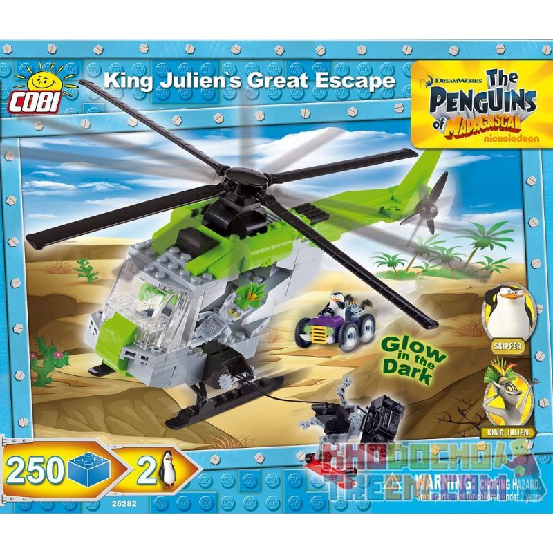 COBI 26282 non Lego CUỘC TẨU THOÁT VĨ ĐẠI CỦA VUA JULIAN bộ đồ chơi xếp lắp ráp ghép mô hình Movie & Game KING JULIEN'S GREAT ESCAPE Phim Và Trò Chơi 250 khối