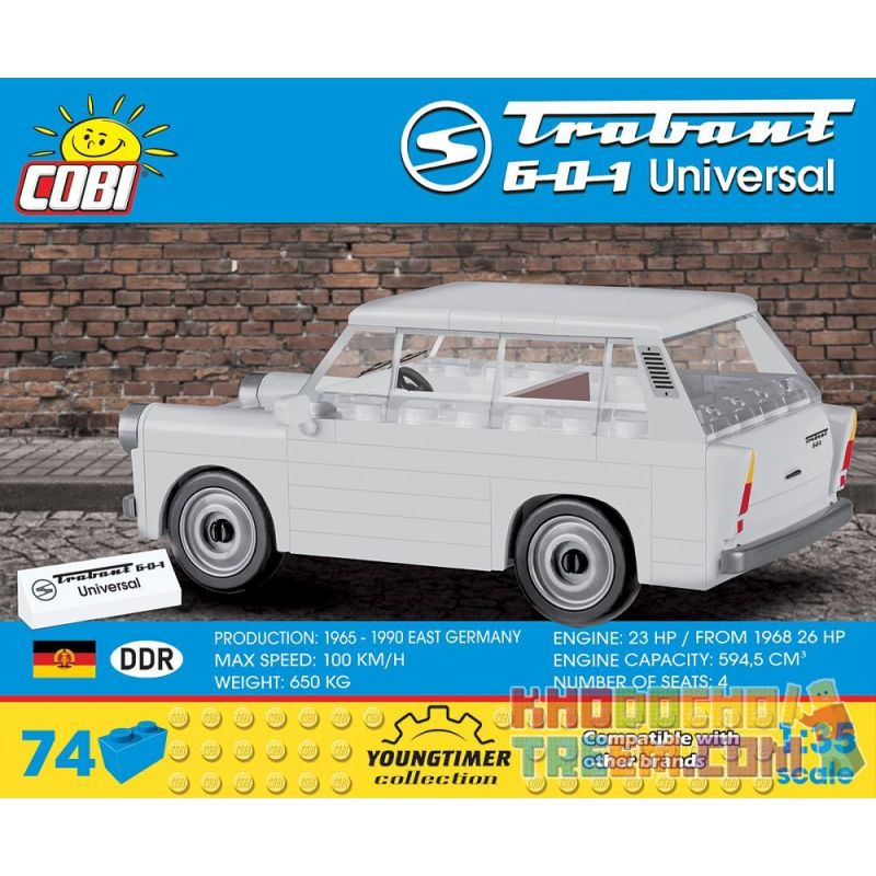 COBI 24540 non  TRABANT 601 UNIVERSAL. bộ đồ chơi xếp lắp ráp ghép mô hình Creator Sáng Tạo 74 khối