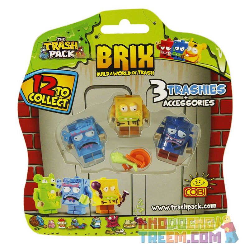 COBI 6247 non  3 NGƯỜI DỌN RÁC CỘNG VỚI PHỤ KIỆN bộ đồ chơi xếp lắp ráp ghép mô hình 3 TRASHIES + ACCESSORIES