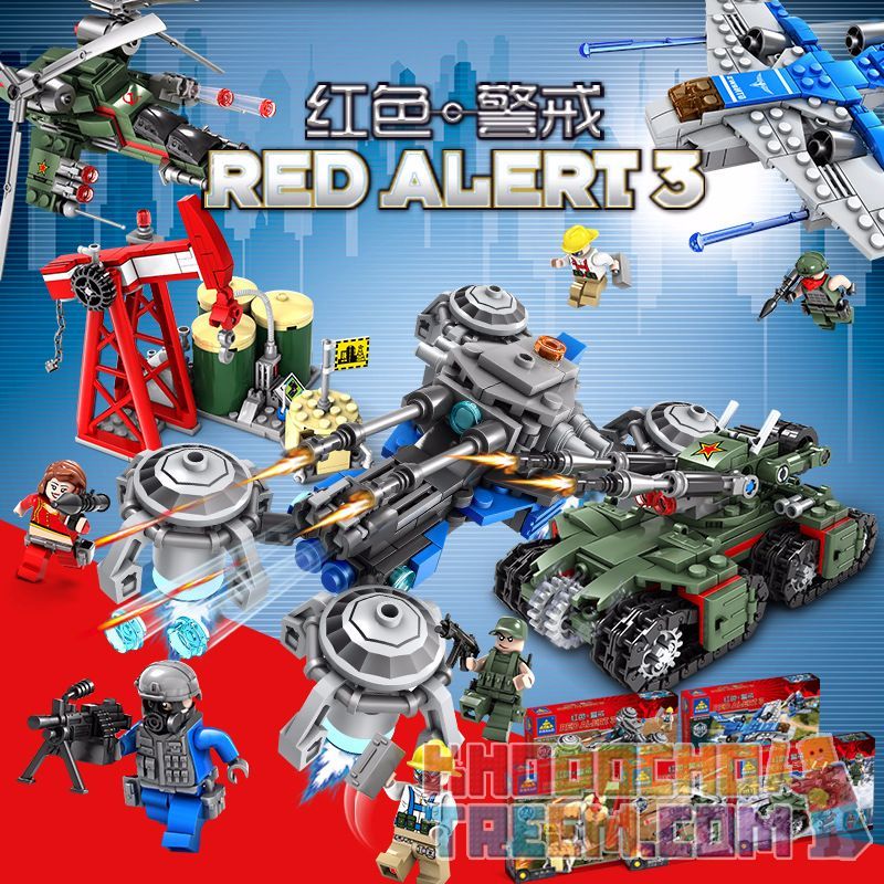 Kazi KY 81019 non Lego PEACEMAKER MÁY BAY CHIẾN ĐẤU CÓ VŨ TRANG TIÊN PHONG XE TĂNG NGÀY TẬN THẾ TRỰC THĂNG BIPLANE MỎ DẦU bộ đồ chơi xếp lắp ráp ghép mô hình Red Alert 3 Báo Động Đỏ 3 953 khối
