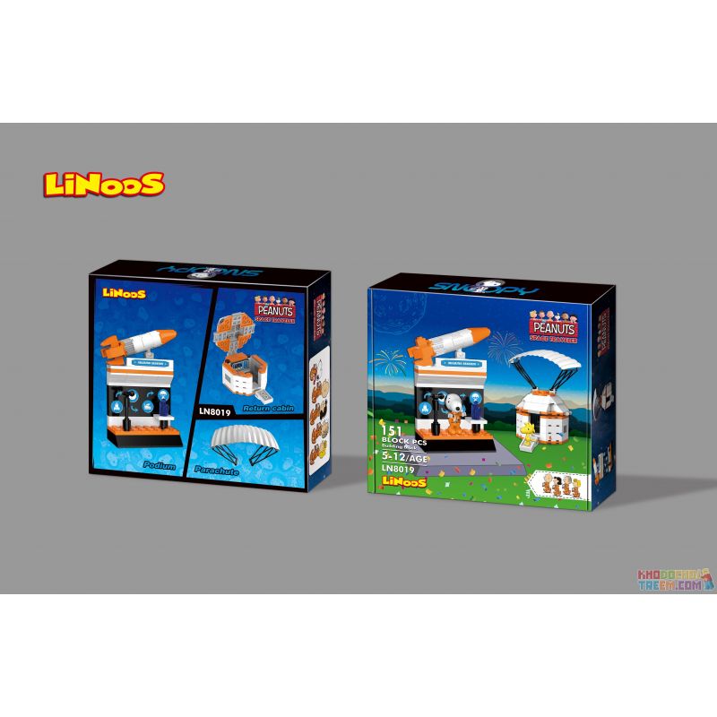 LINOOS LN8019 8019 non  KHOANG TRỞ VỀ TÀU VŨ TRỤ bộ đồ chơi xếp lắp ráp ghép mô hình Snoopy SNOOPY SPACE TRAVELER Chú Chó 151 khối