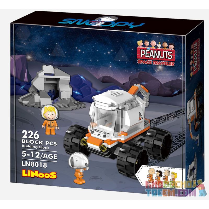 LINOOS LN8018 8018 non  XE KỸ THUẬT VŨ TRỤ bộ đồ chơi xếp lắp ráp ghép mô hình Snoopy SNOOPY SPACE TRAVELER Chú Chó 226 khối
