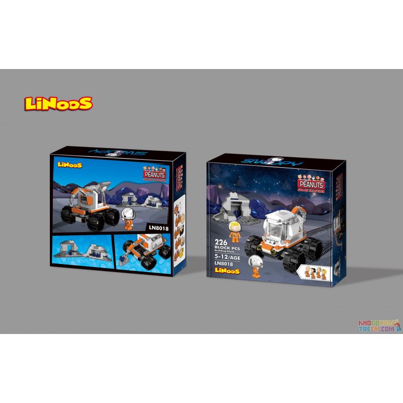 LINOOS LN8018 8018 non  XE KỸ THUẬT VŨ TRỤ bộ đồ chơi xếp lắp ráp ghép mô hình Snoopy SNOOPY SPACE TRAVELER Chú Chó 226 khối