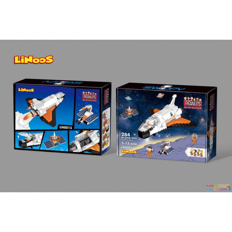 LINOOS LN8015 8015 non  TÀU CON THOI bộ đồ chơi xếp lắp ráp ghép mô hình Snoopy SNOOPY SPACE TRAVELER Chú Chó 284 khối