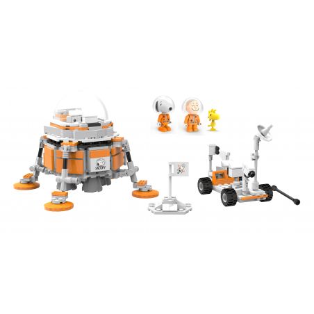 LINOOS LN8014 8014 non  TÀU ĐỔ BỘ MẶT TRĂNG bộ đồ chơi xếp lắp ráp ghép mô hình Snoopy SNOOPY SPACE TRAVELER Chú Chó 393 khối