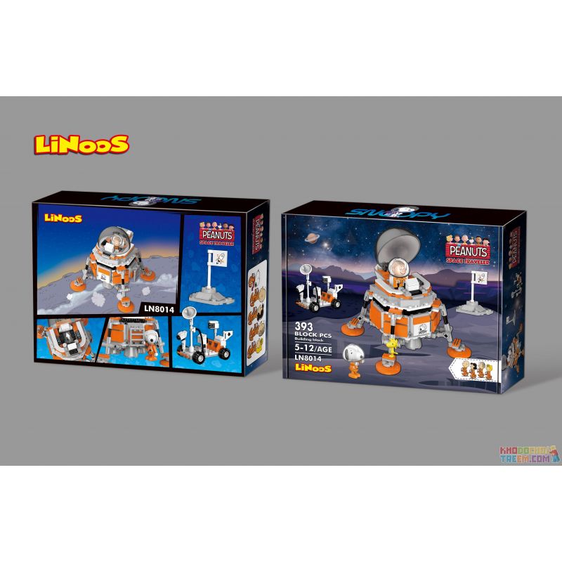 LINOOS LN8014 8014 non  TÀU ĐỔ BỘ MẶT TRĂNG bộ đồ chơi xếp lắp ráp ghép mô hình Snoopy SNOOPY SPACE TRAVELER Chú Chó 393 khối