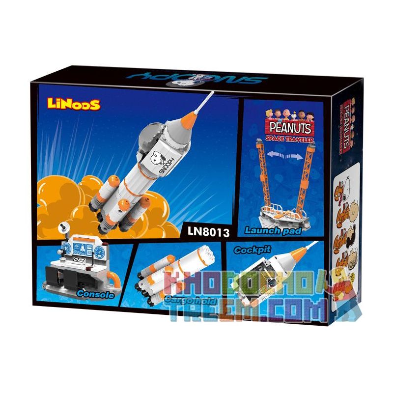LINOOS LN8013 8013 non  TÊN LỬA bộ đồ chơi xếp lắp ráp ghép mô hình Snoopy SNOOPY SPACE TRAVELER Chú Chó 304 khối