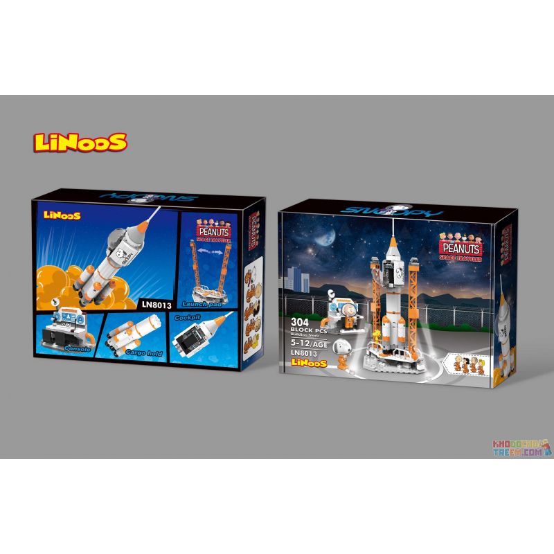 LINOOS LN8013 8013 non  TÊN LỬA bộ đồ chơi xếp lắp ráp ghép mô hình Snoopy SNOOPY SPACE TRAVELER Chú Chó 304 khối