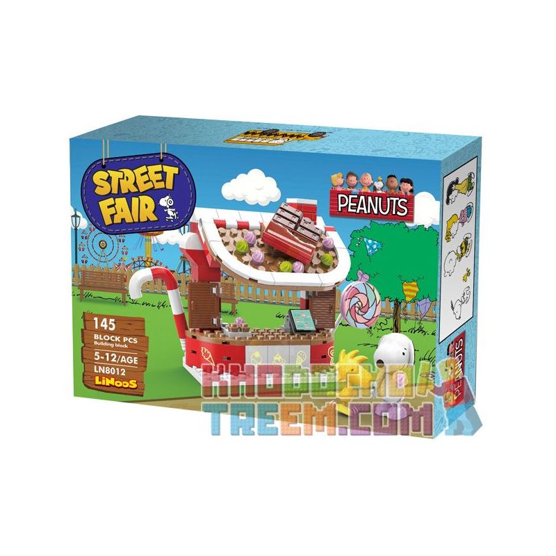 LINOOS LN8012 8012 non Lego CỬA HÀNG KẸO bộ đồ chơi xếp lắp ráp ghép mô hình Snoopy SNOOPY STREET FAIR Chú Chó 145 khối