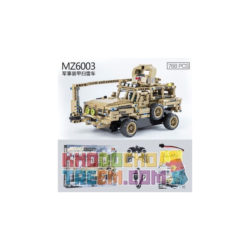 MZ MZ6003 6003 non Lego XE QUÉT MÌN BỌC THÉP QUÂN SỰ bộ đồ chơi xếp lắp ráp ghép mô hình Military Army MILITARY ARMORED DEMINING CAR Quân Sự Bộ Đội 768 khối
