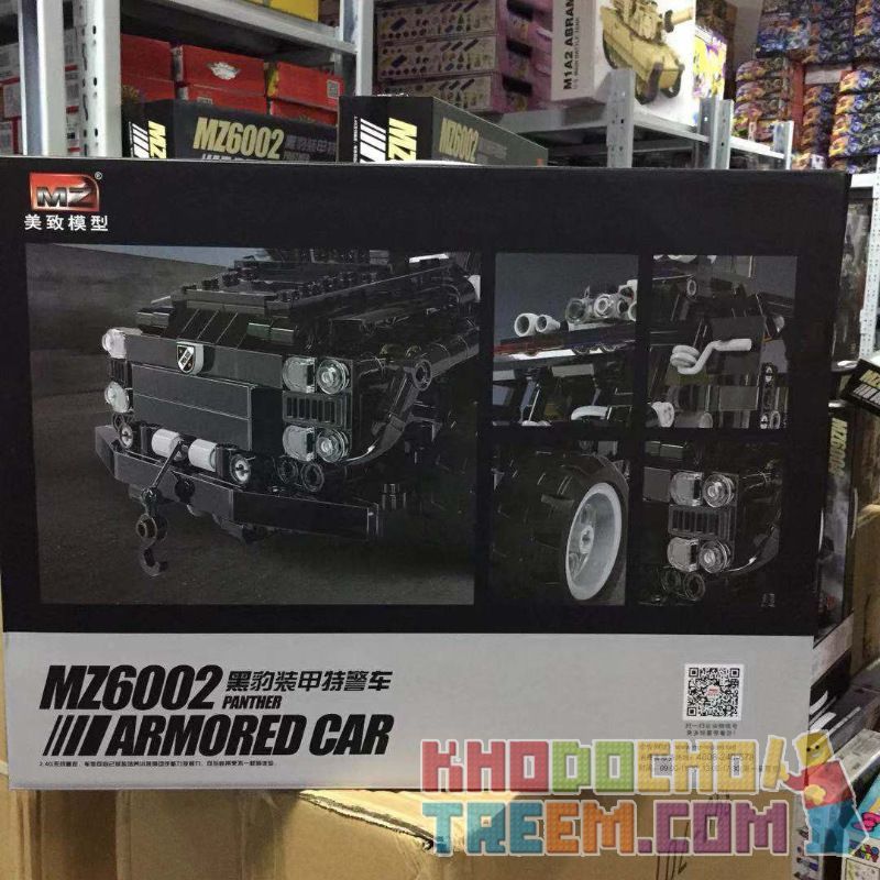 MZ MZ6002 6002 non  PANTHER BỌC THÉP SWAT XE bộ đồ chơi xếp lắp ráp ghép mô hình Military Army PANTHER ARMORED CAR Quân Sự Bộ Đội 887 khối