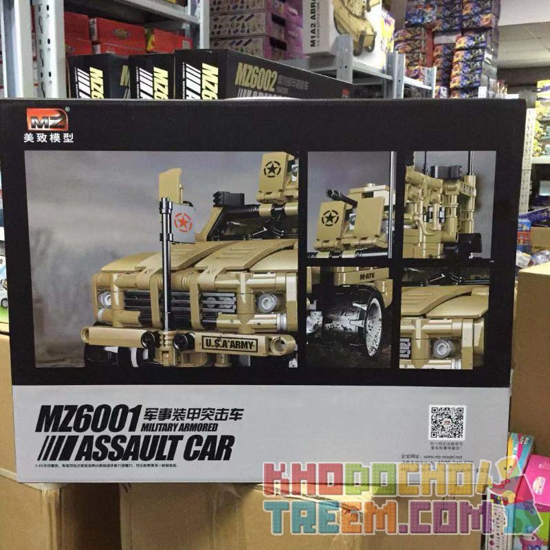 MZ MZ6001 6001 non  XE TẤN CÔNG BỌC THÉP QUÂN SỰ bộ đồ chơi xếp lắp ráp ghép mô hình Military Army MILITARY ARMORED ASSAULT CAR Quân Sự Bộ Đội 653 khối