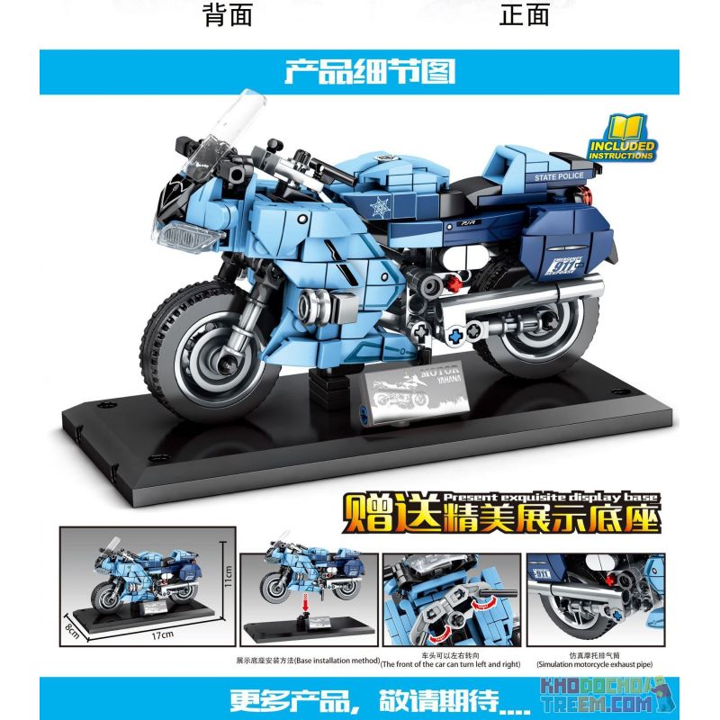 SEMBO 701203 non  XE CẢNH SÁT YAMAHA FJR1300A bộ đồ chơi xếp lắp ráp ghép mô hình Motorcycle Motorbike Xe Hai Bánh 321 khối