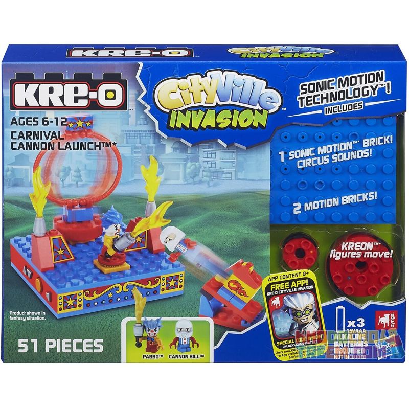 KRE-O A5858 5858 non Lego CARNIVAL CANNON RA MẮT bộ đồ chơi xếp lắp ráp ghép mô hình Movie & Game CARNIVAL CANNON LAUNCH Phim Và Trò Chơi 51 khối