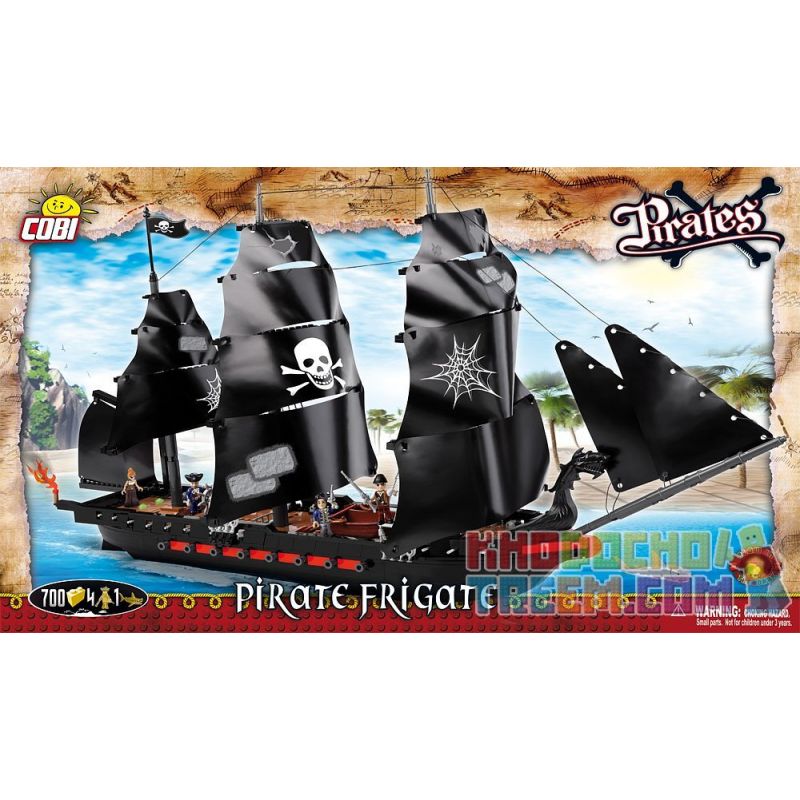 COBI 6021 non Lego KHINH HẠM CƯỚP BIỂN bộ đồ chơi xếp lắp ráp ghép mô hình Pirates Of The Caribbean PIRATE FRIGATE Cướp Biển Vùng Caribe 700 khối