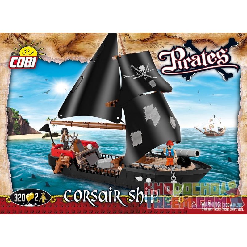 COBI 6020 non Lego TÀU CƯỚP BIỂN bộ đồ chơi xếp lắp ráp ghép mô hình Pirates Of The Caribbean CORSAIR SHIP Cướp Biển Vùng Caribe 320 khối