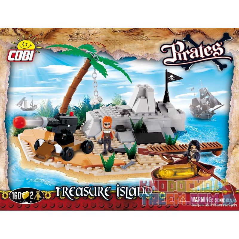 COBI 6013 non Lego ĐẢO KHO BÁU bộ đồ chơi xếp lắp ráp ghép mô hình Pirates Of The Caribbean TREASURE ISLAND Cướp Biển Vùng Caribe 160 khối