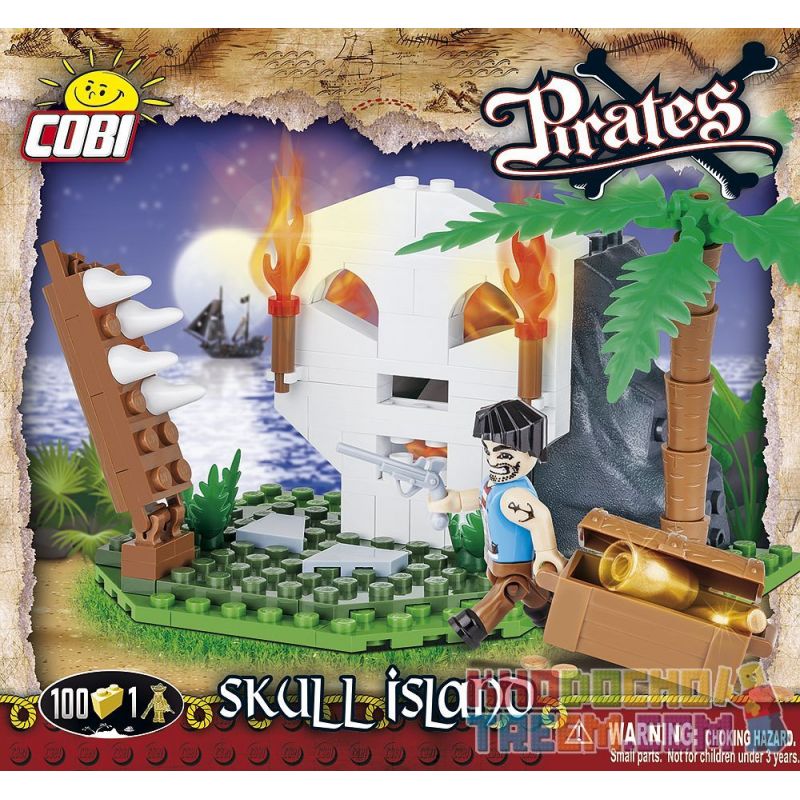 COBI 6012 non Lego ĐẢO ĐẦU LÂU bộ đồ chơi xếp lắp ráp ghép mô hình Pirates Of The Caribbean SKULL ISLAND Cướp Biển Vùng Caribe 100 khối