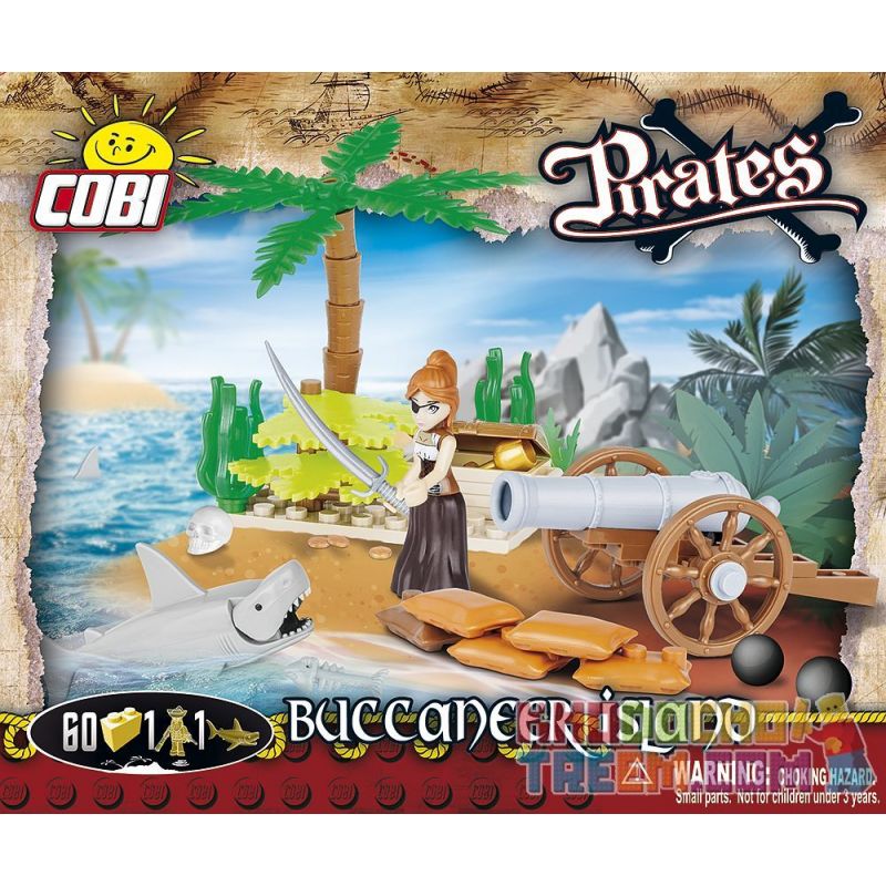 COBI 6011 non Lego ĐẢO HẢI TẶC bộ đồ chơi xếp lắp ráp ghép mô hình Pirates Of The Caribbean BUCCANEER ISLAND Cướp Biển Vùng Caribe 60 khối