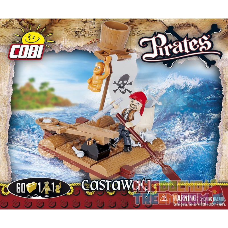 COBI 6010 non Lego TRÔI DẠT bộ đồ chơi xếp lắp ráp ghép mô hình Pirates Of The Caribbean CASTAWAY Cướp Biển Vùng Caribe 60 khối