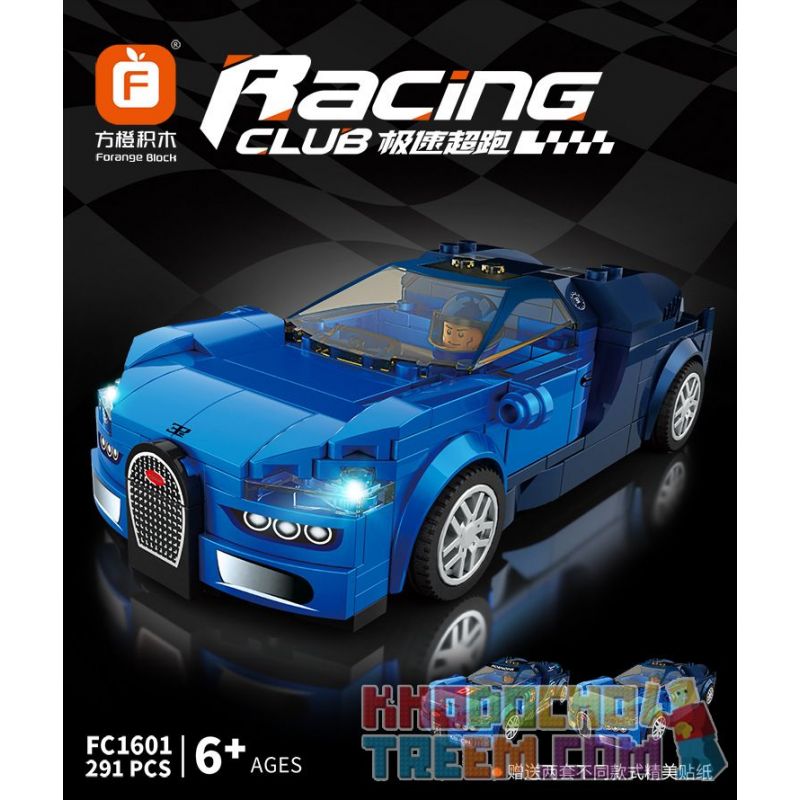 FORANGE FC1601 1601 non  BUGATTI CHIRON. bộ đồ chơi xếp lắp ráp ghép mô hình Racers RACING CLUB BUGATTI CHIRON Đua Tốc Độ 291 khối