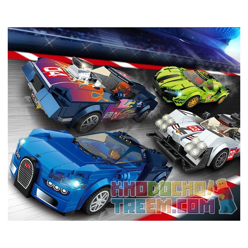 FORANGE FC1601 1601 non  BUGATTI CHIRON. bộ đồ chơi xếp lắp ráp ghép mô hình Racers RACING CLUB BUGATTI CHIRON Đua Tốc Độ 291 khối