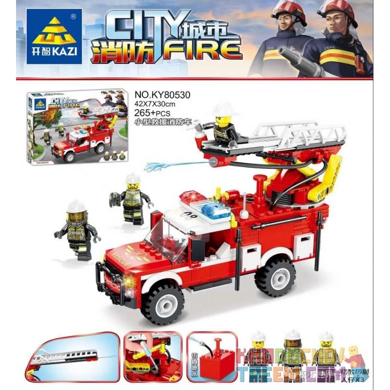 Kazi KY80530 80530 non Lego XE CỨU HỎA HỘ NHỎ bộ đồ chơi xếp lắp ráp ghép mô hình Fire Rescure CITY FIRE 265 khối