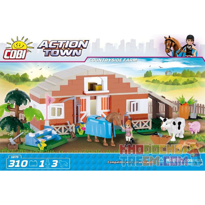 COBI 1875 non Lego TRANG TRẠI ĐỒNG QUÊ bộ đồ chơi xếp lắp ráp ghép mô hình City COUNTRYSIDE FARM Thành Phố 310 khối