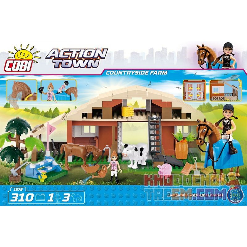 COBI 1875 non  TRANG TRẠI ĐỒNG QUÊ bộ đồ chơi xếp lắp ráp ghép mô hình City COUNTRYSIDE FARM Thành Phố 310 khối
