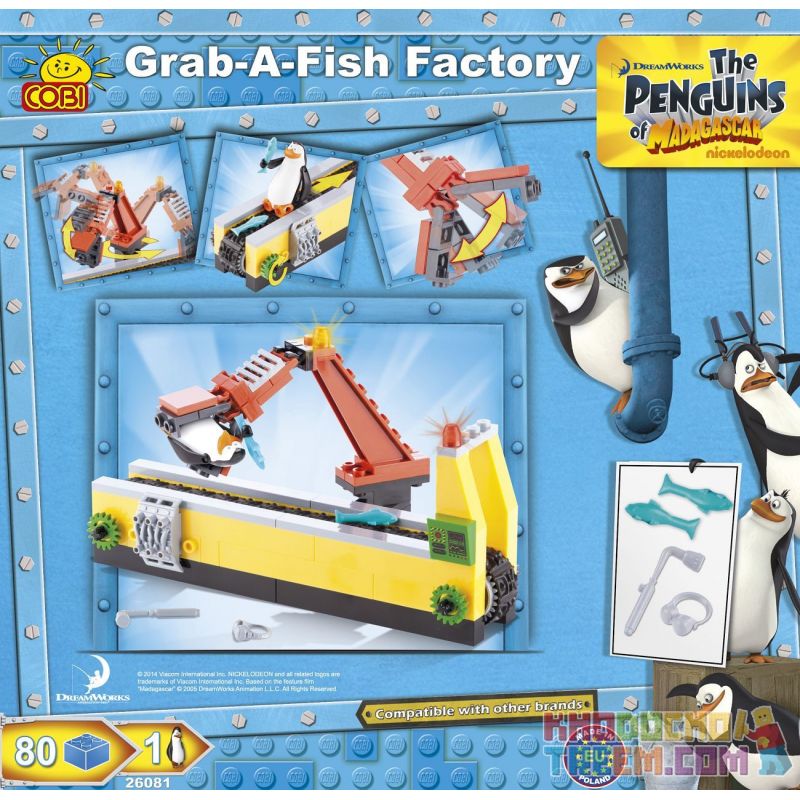COBI 26081 non  NHÀ MÁY ĐÁNH BẮT CÁ bộ đồ chơi xếp lắp ráp ghép mô hình Factory GRAB-A-FISH FACTORY 80 khối
