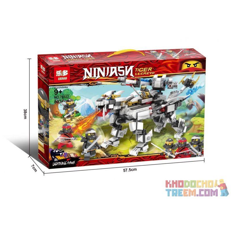 LEDUO 76022 non Lego PHANTOM NINJA CƠ KHÍ BẠCH HỔ bộ đồ chơi xếp lắp ráp ghép mô hình The Lego Ninjago Movie NINJASN TIGER LECACY Ninja Lốc Xoáy 803 khối