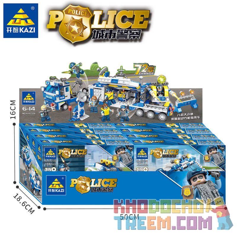 Kazi KY67256 67256 non  XE CHỈ HUY CABIN DI ĐỘNG LES 8 TỔ HỢP 72 BIẾN THỂ bộ đồ chơi xếp lắp ráp ghép mô hình Police Cảnh Sát 865 khối
