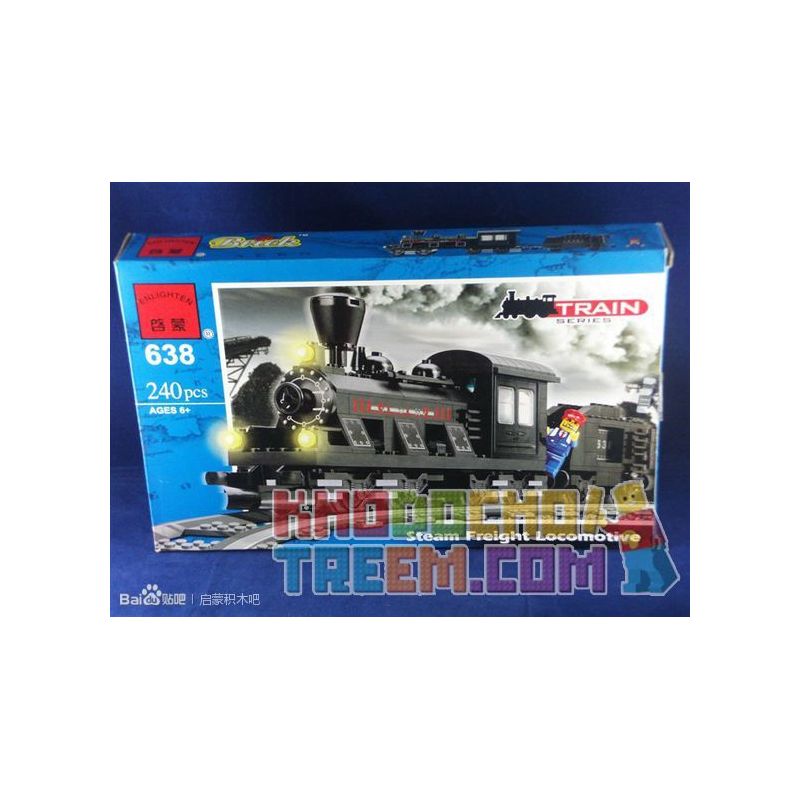 NOT Lego LARGE TRAIN ENGINE WITH TENDER BLACK 10205 Enlighten 638 Qman 638 xếp lắp ráp ghép mô hình ĐỘNG CƠ TÀU LỚN CÓ ĐẦU THẦU MÀU ĐEN MỀM Trains Tàu Hỏa 232 khối