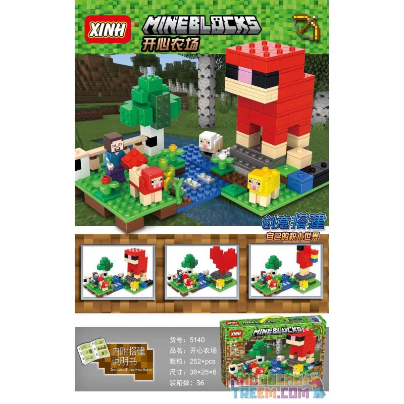 NOT Lego THE WOOL FARM 21153 BLX 81114 ELEPHANT JX30079 30079 LARI 11361 XINH 5140 xếp lắp ráp ghép mô hình TRANG TRẠI LEN Minecraft Game Xây Dựng 260 khối