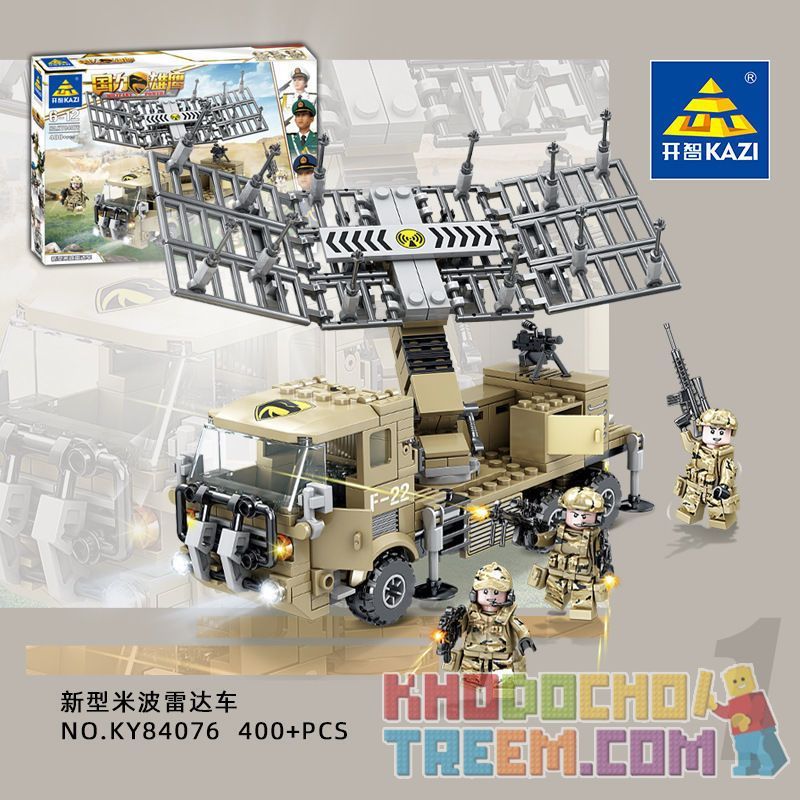 Kazi KY84076 84076 non  XE TĂNG RADAR KY84076 bộ đồ chơi xếp lắp ráp ghép mô hình Military Power Sức Mạnh Quân Sự 400 khối