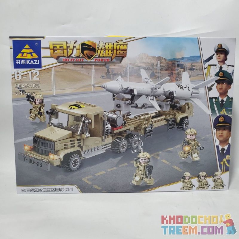 Kazi KY84077 84077 non  XE CHỞ TÊN LỬA ĐẤT ĐỐI KHÔNG HONGQI 2 CỦA TRUNG QUỐC bộ đồ chơi xếp lắp ráp ghép mô hình Military Power Sức Mạnh Quân Sự