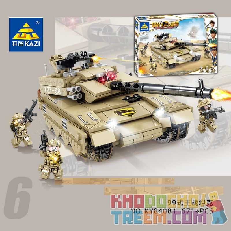 B BRAND 84081B Kazi KY84081 84081 non  XE TĂNG CHIẾN ĐẤU CHỦ LỰC KIỂU 99 bộ đồ chơi xếp lắp ráp ghép mô hình Military Power Sức Mạnh Quân Sự 671 khối