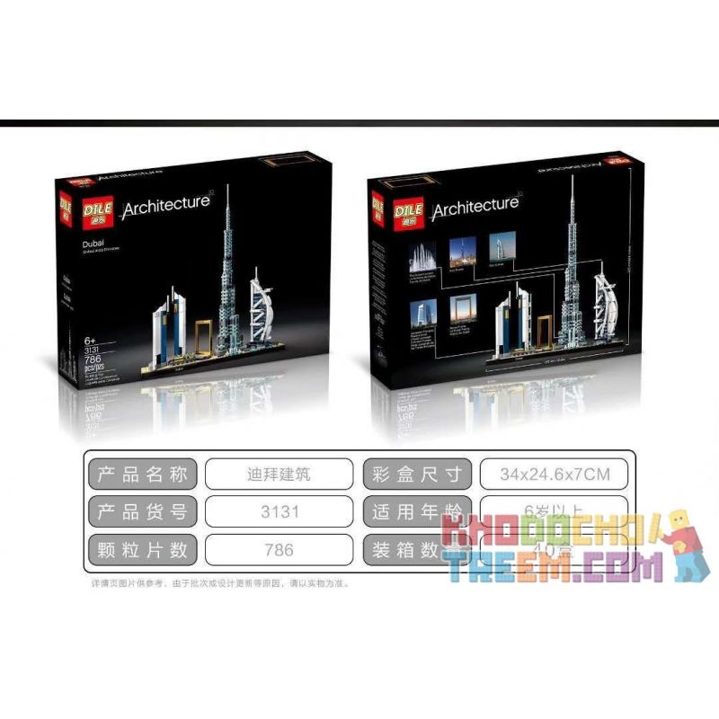 NOT Lego DUBAI 21052 20019 DILE 3131 xếp lắp ráp ghép mô hình DUBAI ĐƯỜNG CHÂN TRỜI Architecture Công Trình Kiến Trúc 740 khối
