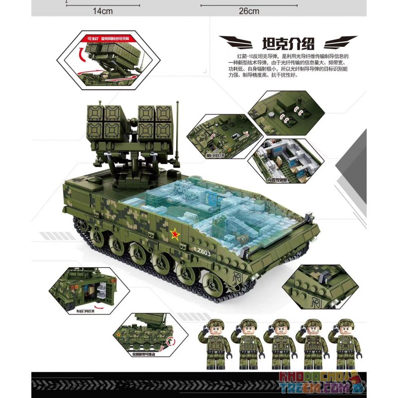 PanlosBrick 639005 Panlos Brick 639005 non  TÊN LỬA CHỐNG TĂNG RED ARROW 10 bộ đồ chơi xếp lắp ráp ghép mô hình Military Army Quân Sự Bộ Đội 1561 khối