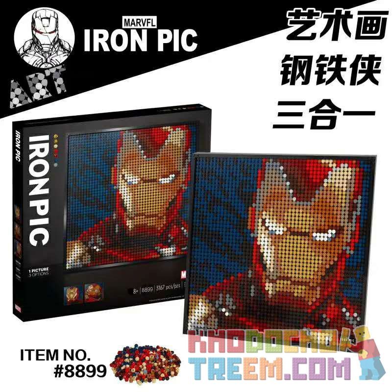 A BLOCK 8899 A A BLOCK 8899 SNAKE 30099 Xếp hình kiểu LEGO ART Marvel Studios Iron Man Mosaic Portrait Iron Man Người Sắt Của Ma