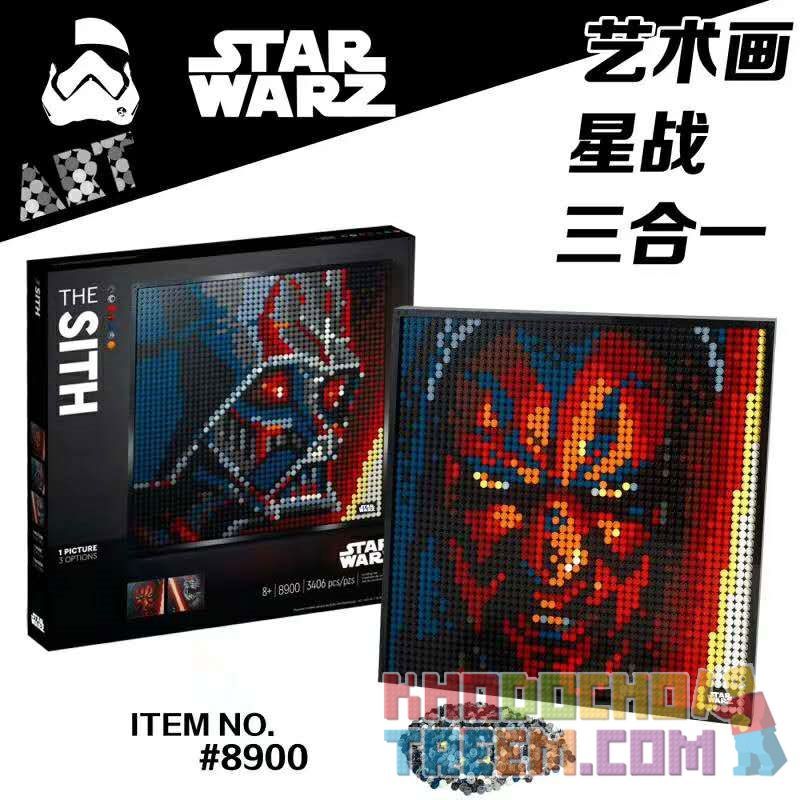 B BLOCK 9002 BLANK 8900 SNAKE 30100 Xếp hình kiểu LEGO ART Star Wars The Sith Mosaic Portrait Star Wars Sith Dark Lord Chiến Tra