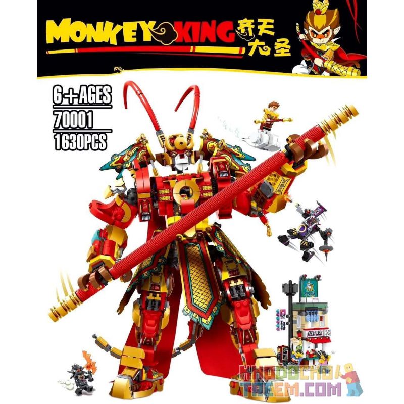 NOT Lego MONKIE KID 80012 MonkeyKid Monkey King Warrior Mech Monkey King Monkey King Gold Mecha , 123 BRICKHEAD BUILDING BLOCKS 123-1 BLANK 123-1 70001 7190 7191 88012 S0001 0001 LARI 11545 LEBO 10752 SNAKE 32107 Xếp hình Monkey King Warrior Mech 1629 khối